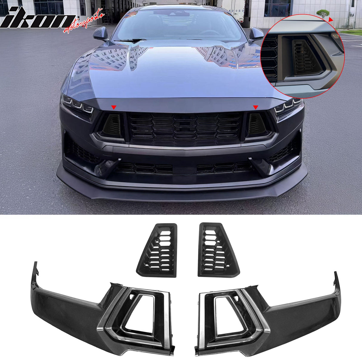 2024-2025 Ford Mustang Dark Horse Front Bumper Upper Grille Covers ABS