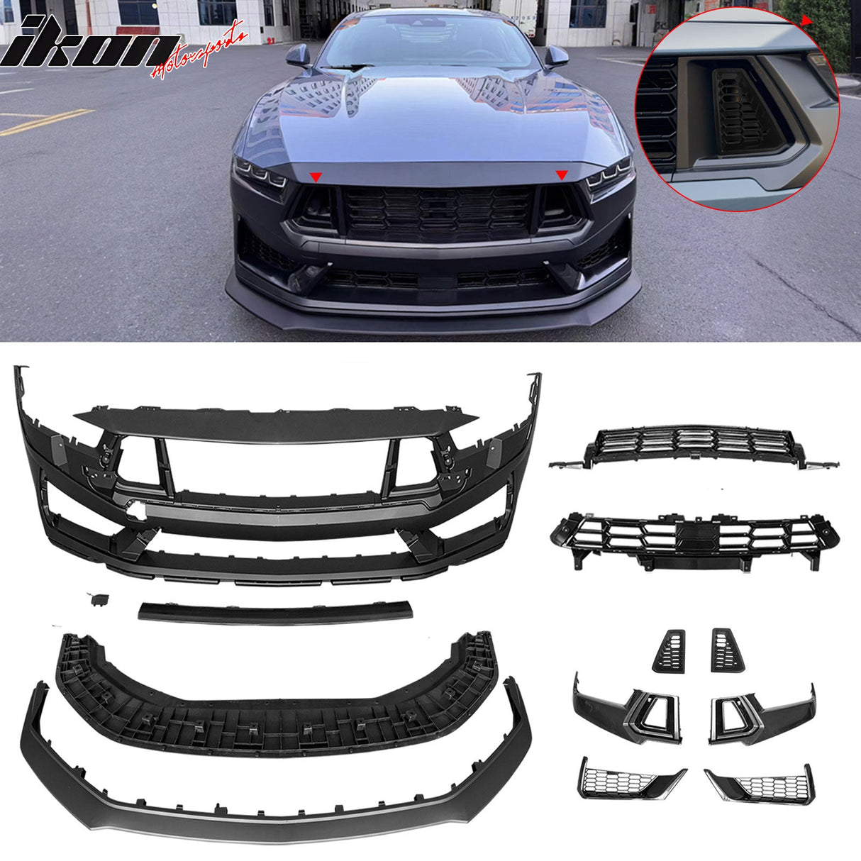 2024-2025 Ford Mustang Dark Horse Front Bumper Conversion W/ Grille PP