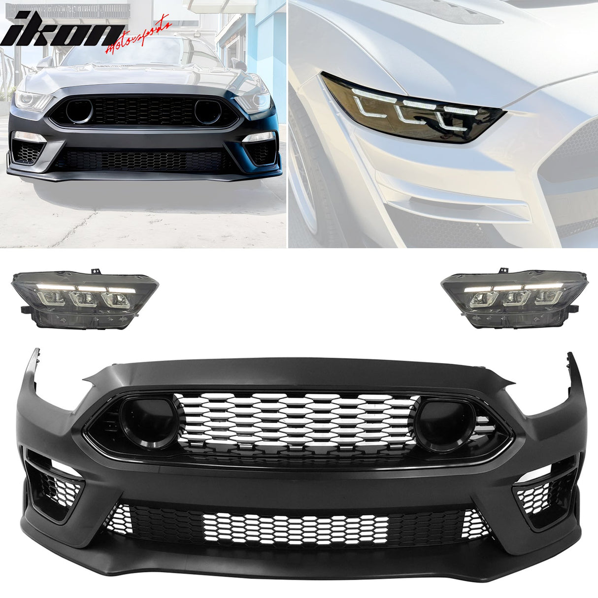 2015-2017 Ford Mustang EcoBoost Front Bumper Cover Lower Upper Grill