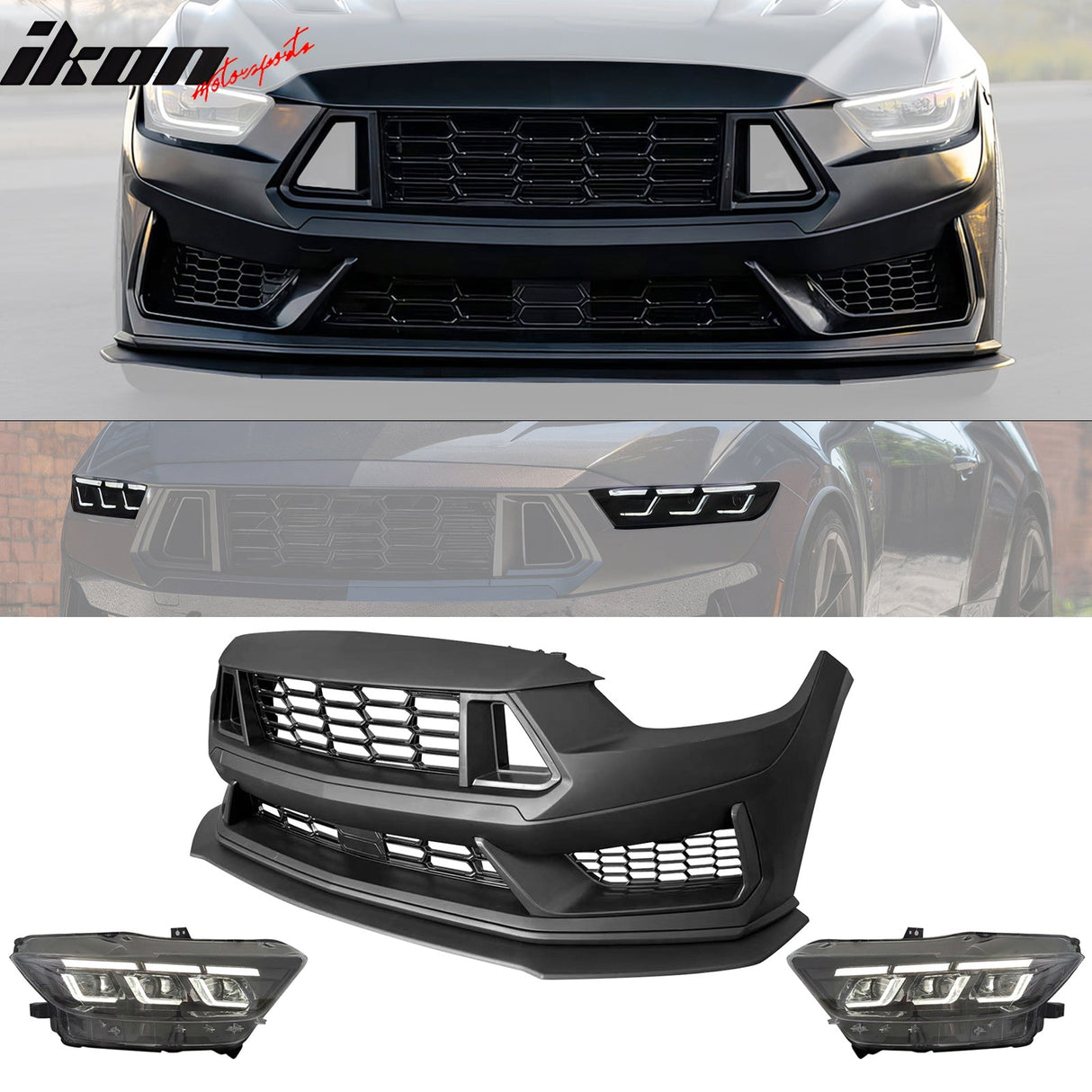 2015-2017 Ford Mustang Dark Horse Bumper Cover Switchback Headlight