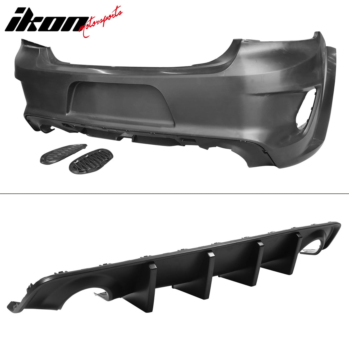 2015-2023 Charger IKON Matte Black Front Rear Bumper Covers LED Grille