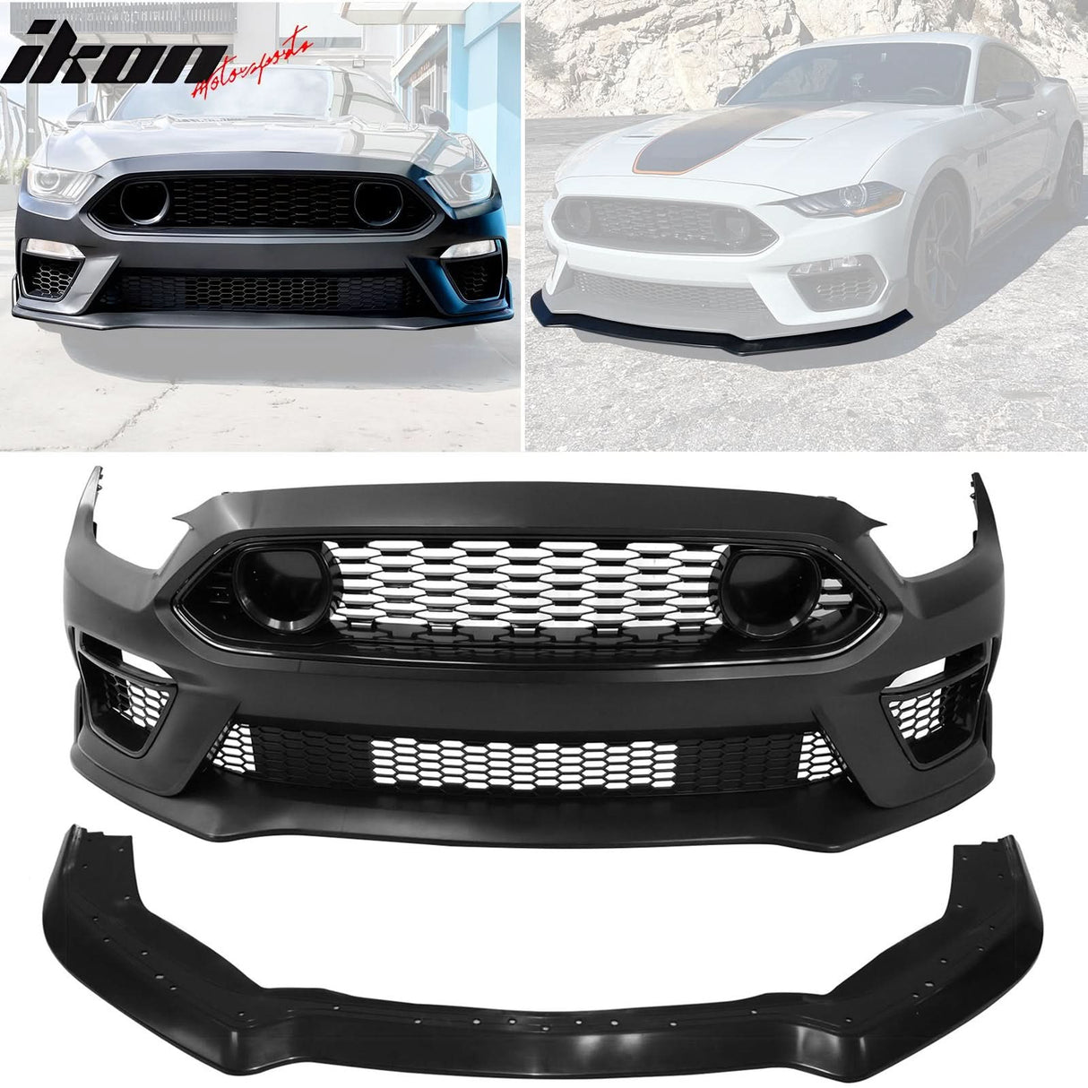 2015-2017 Ford Mustang Front Bumper Conversion W/ Chin Lip Grilles PP