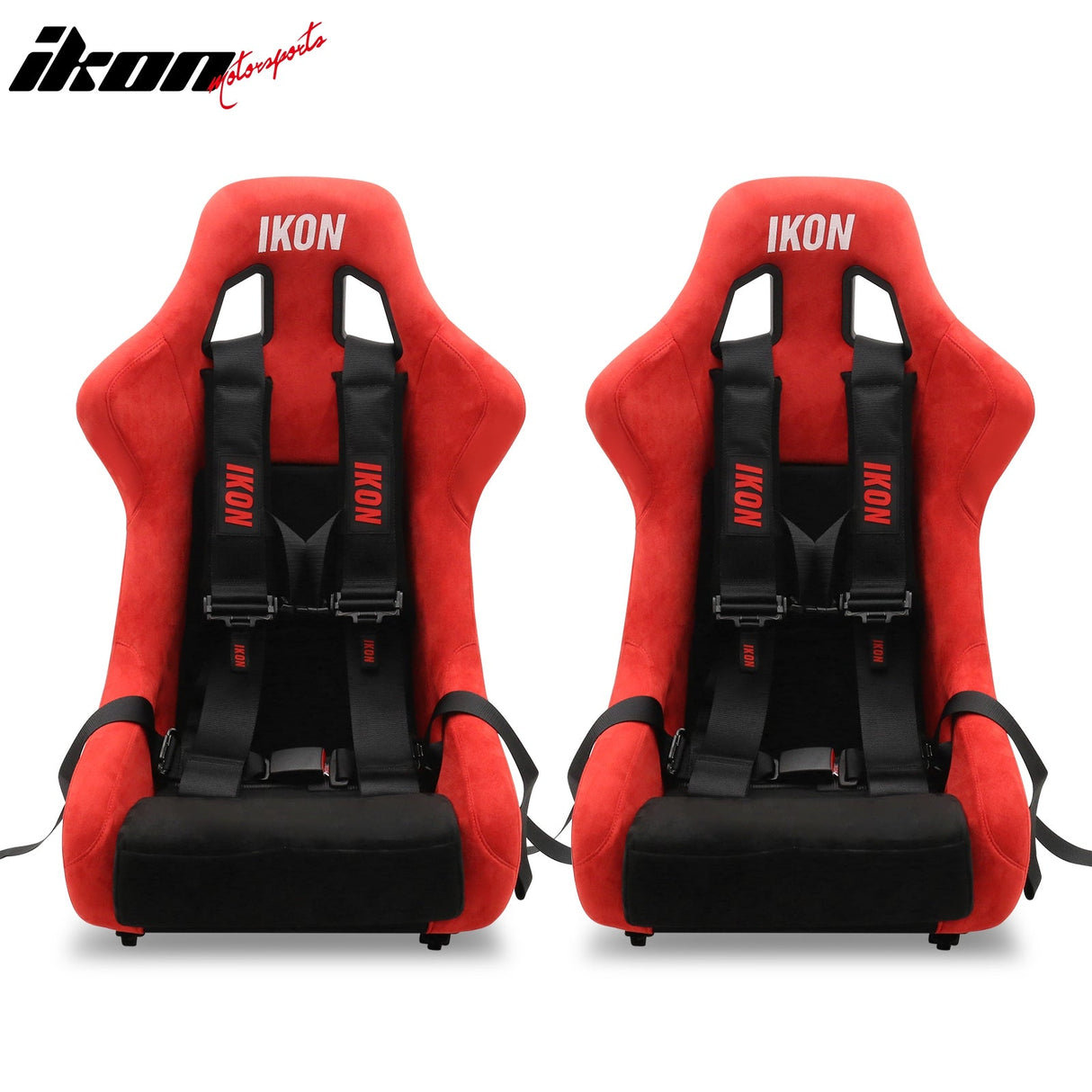 Universal Racing Bucket Seats W/ 4 Point 3" Belt Harness Black