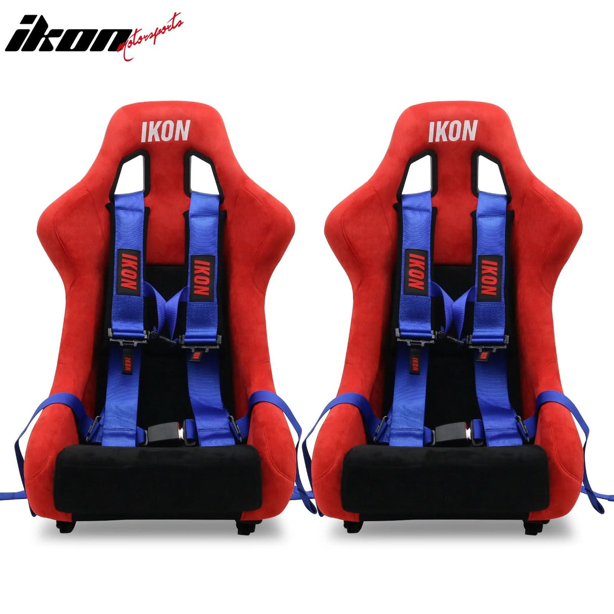 Universal Racing Bucket Seats W/ 4 Point 3" Belt Harness Blue