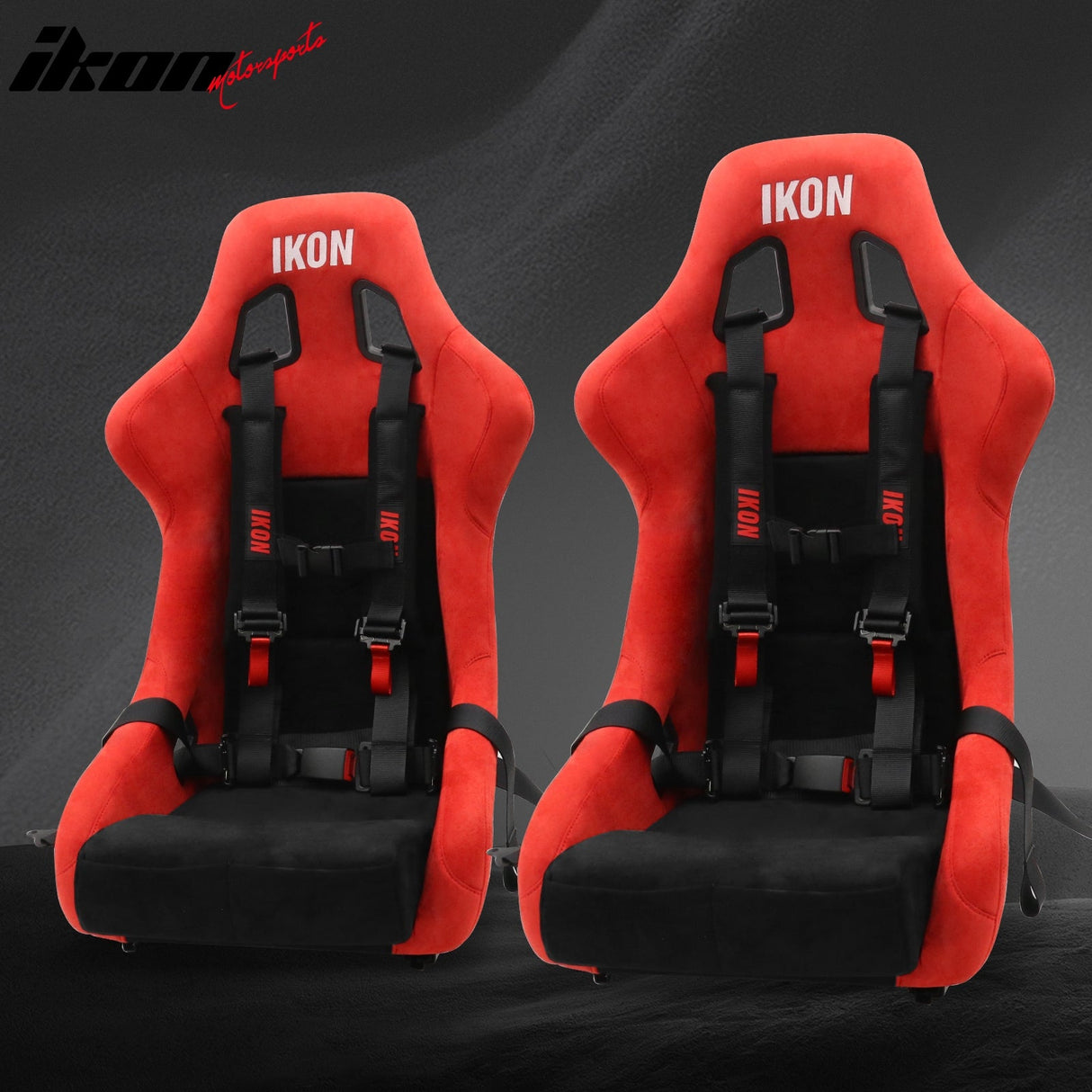 Universal Racing Bucket Seats W/ 4 Point 2" Belt Harness Black