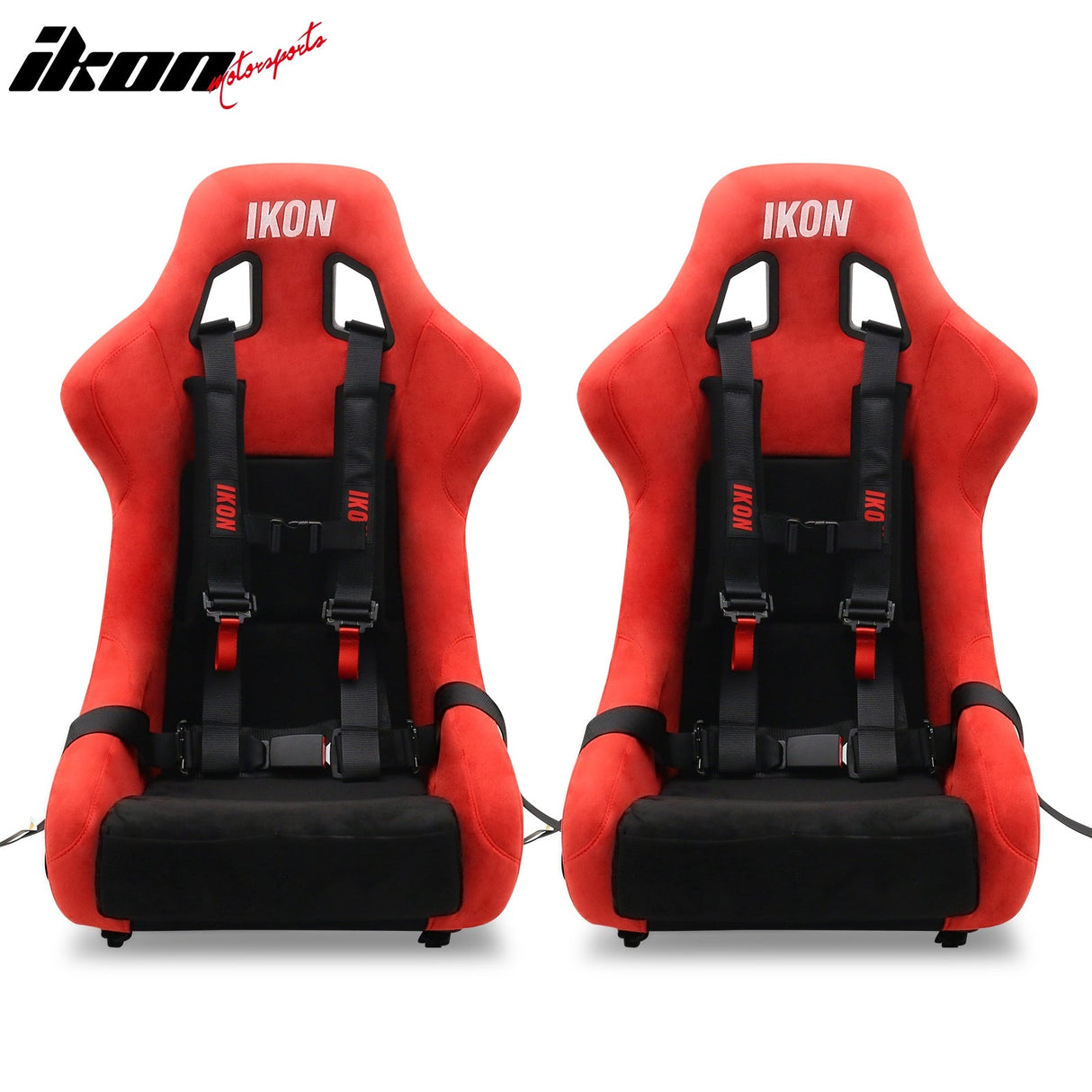 Universal Racing Bucket Seats W/ 4 Point 2" Belt Harness Black