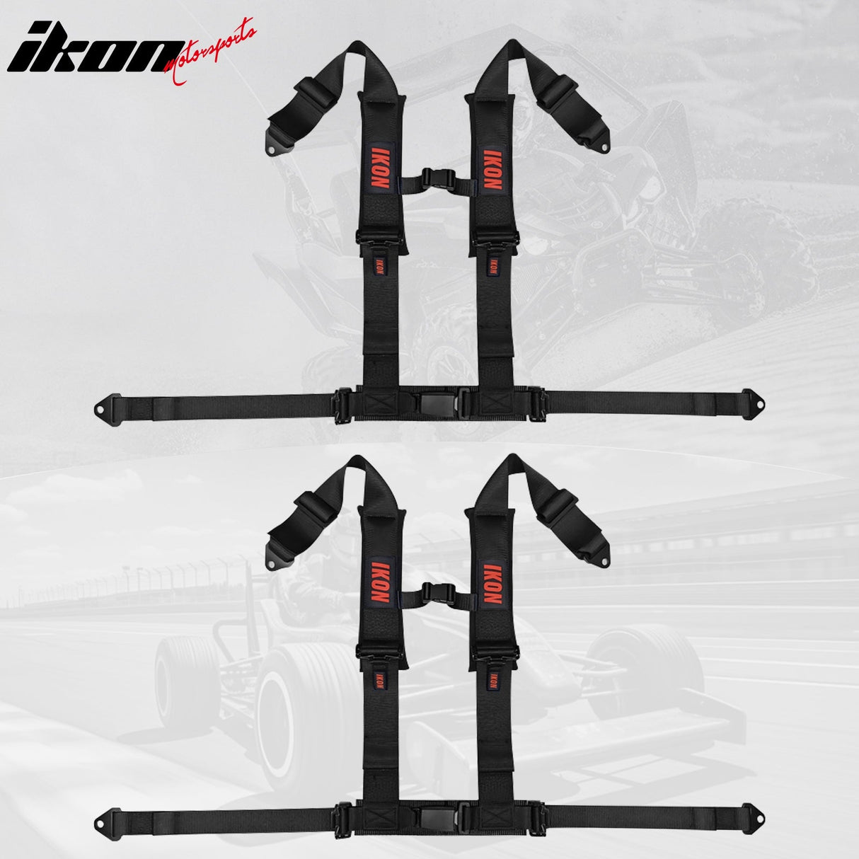 Universal Racing Seat Belt Harness 3" 4 Point Strap Buckle Nylon Black