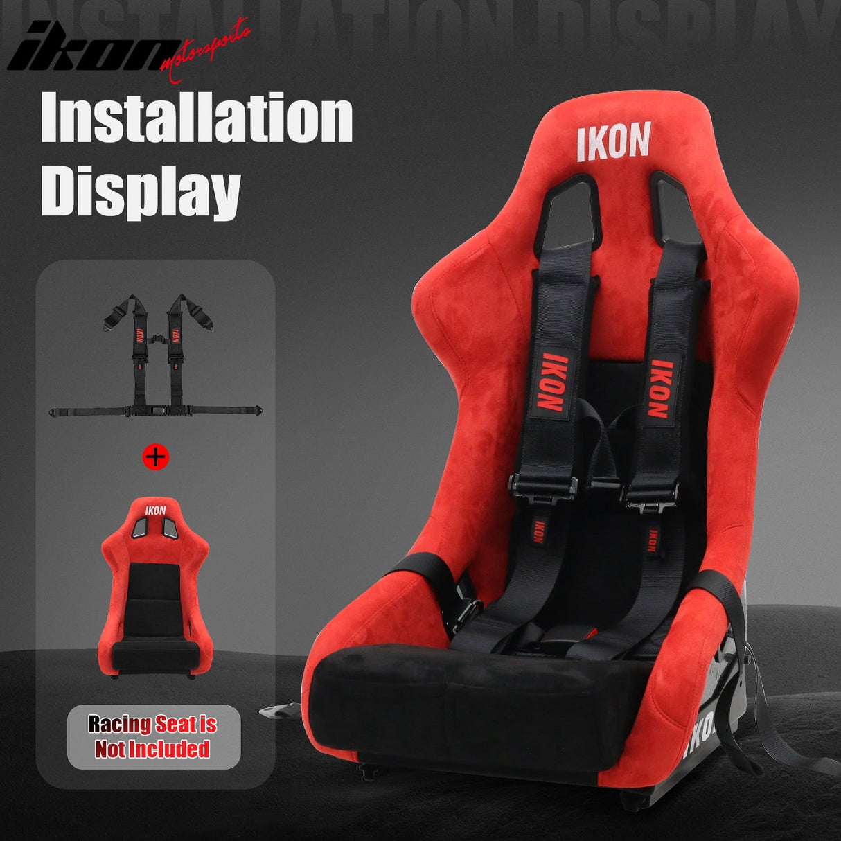 Universal Racing Seat Belt Harness 3" 4 Point Strap Buckle Nylon Black