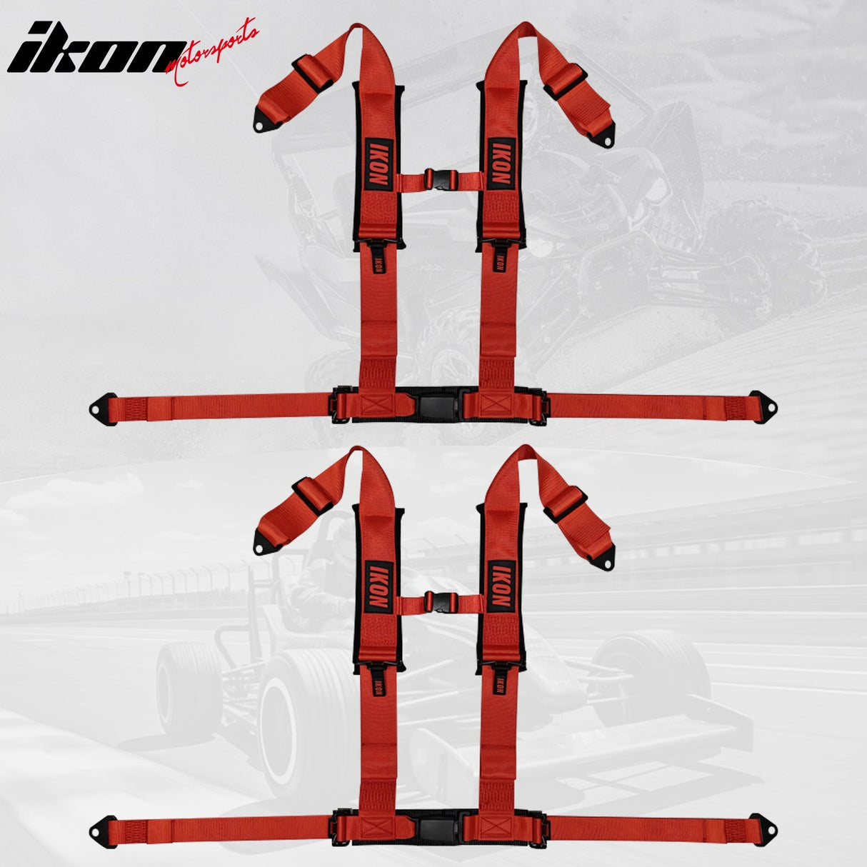 Universal Racing Seat Belt Harness 3" 4 Point Strap Buckle Nylon Red