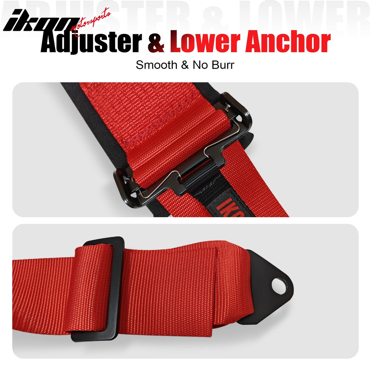 Universal 3" Wide 4 Point Buckle Racing Seat Belt Harness Nylon Red