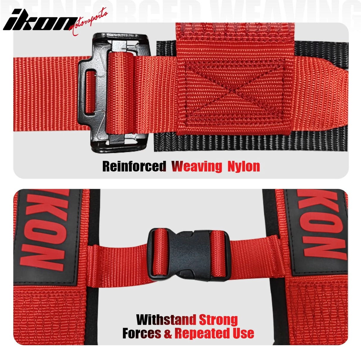 Universal Racing Seat Belt Harness 3" 4 Point Strap Buckle Nylon Red