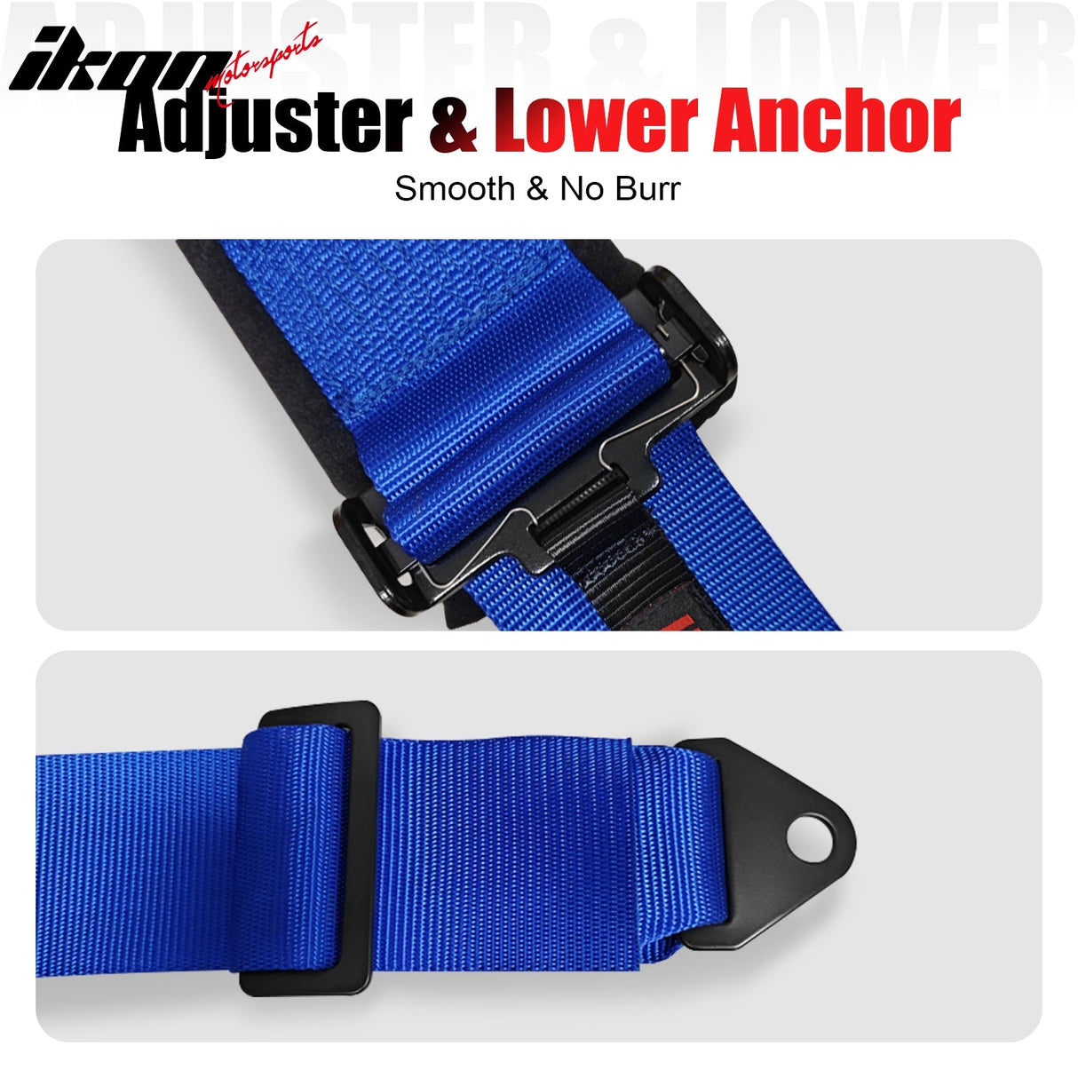 Universal 3" Wide 4 Point Buckle Racing Seat Belt Harness Nylon Blue