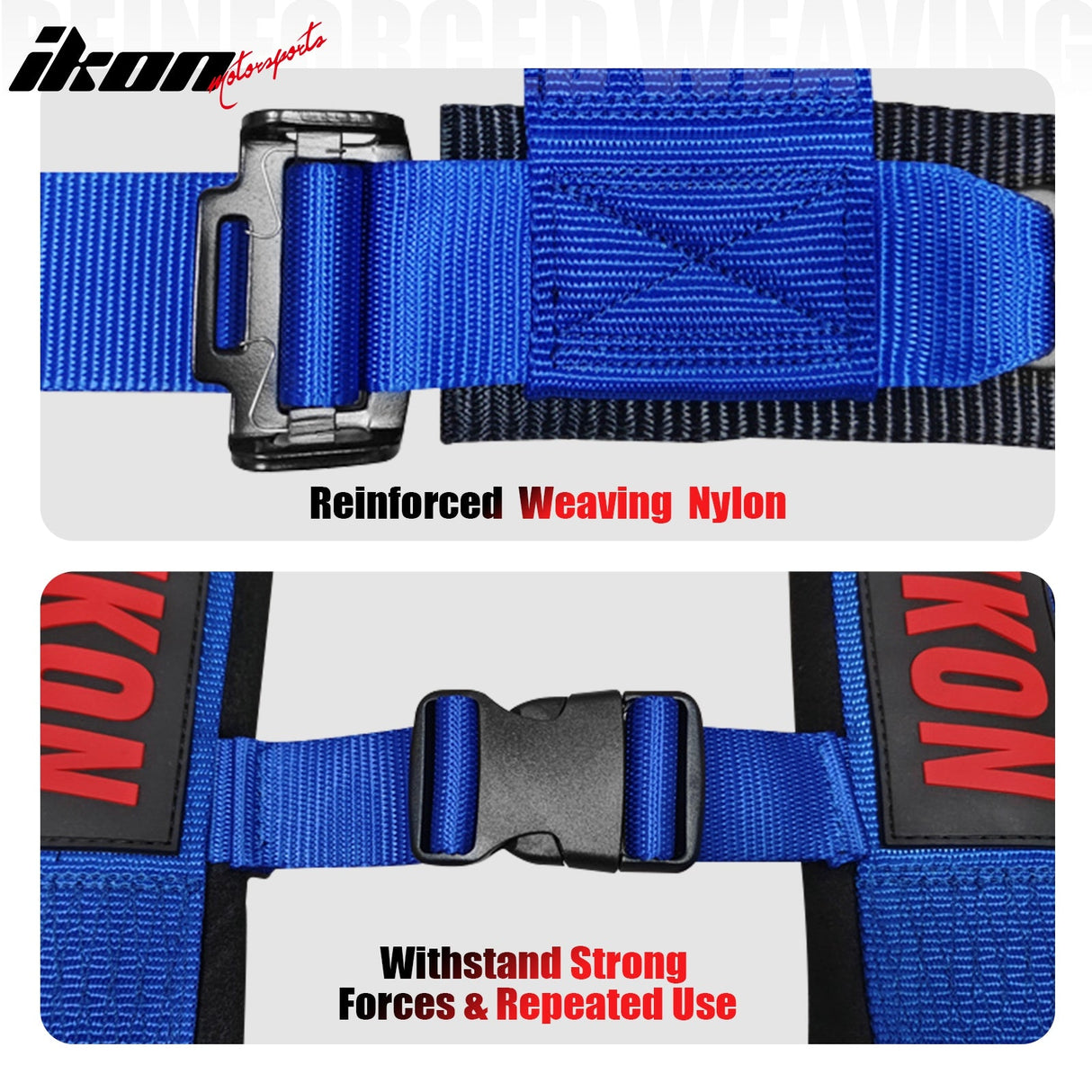 Universal Racing Bucket Seats W/ 4 Point 3" Belt Harness Blue
