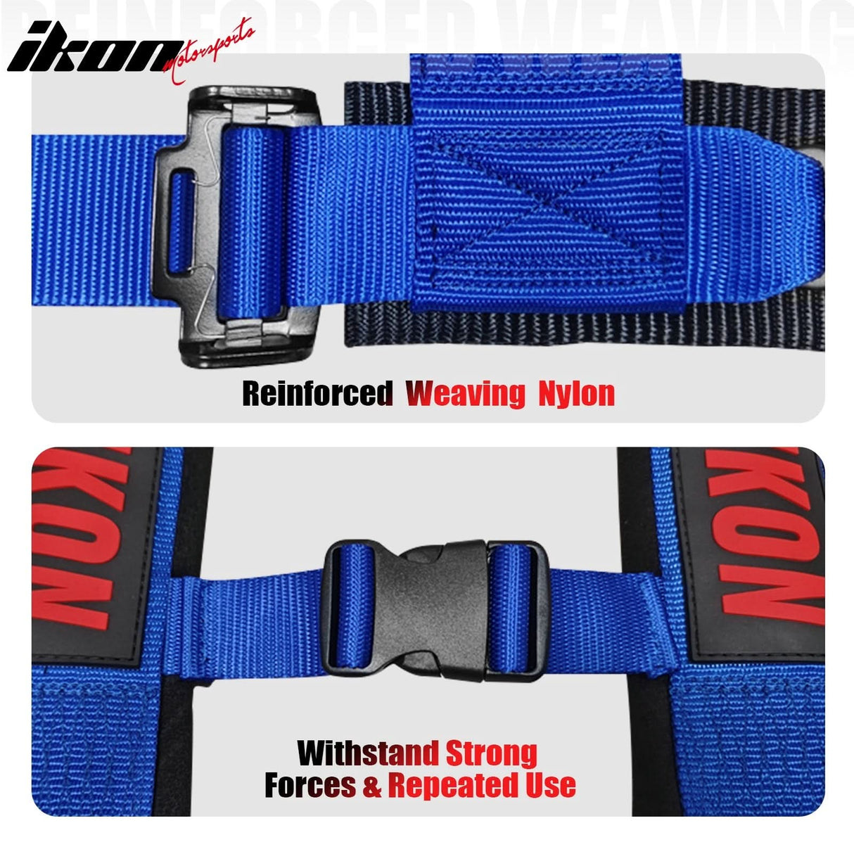 Universal Racing Bucket Seats W/ Slider 4 Point 3" Belt Harness Blue