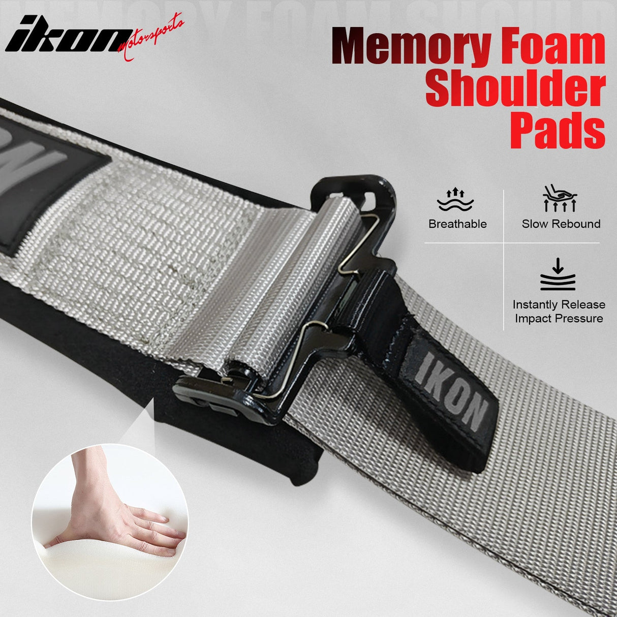 Universal 3" Wide 4 Point Buckle Racing Seat Belt Harness Nylon Grey