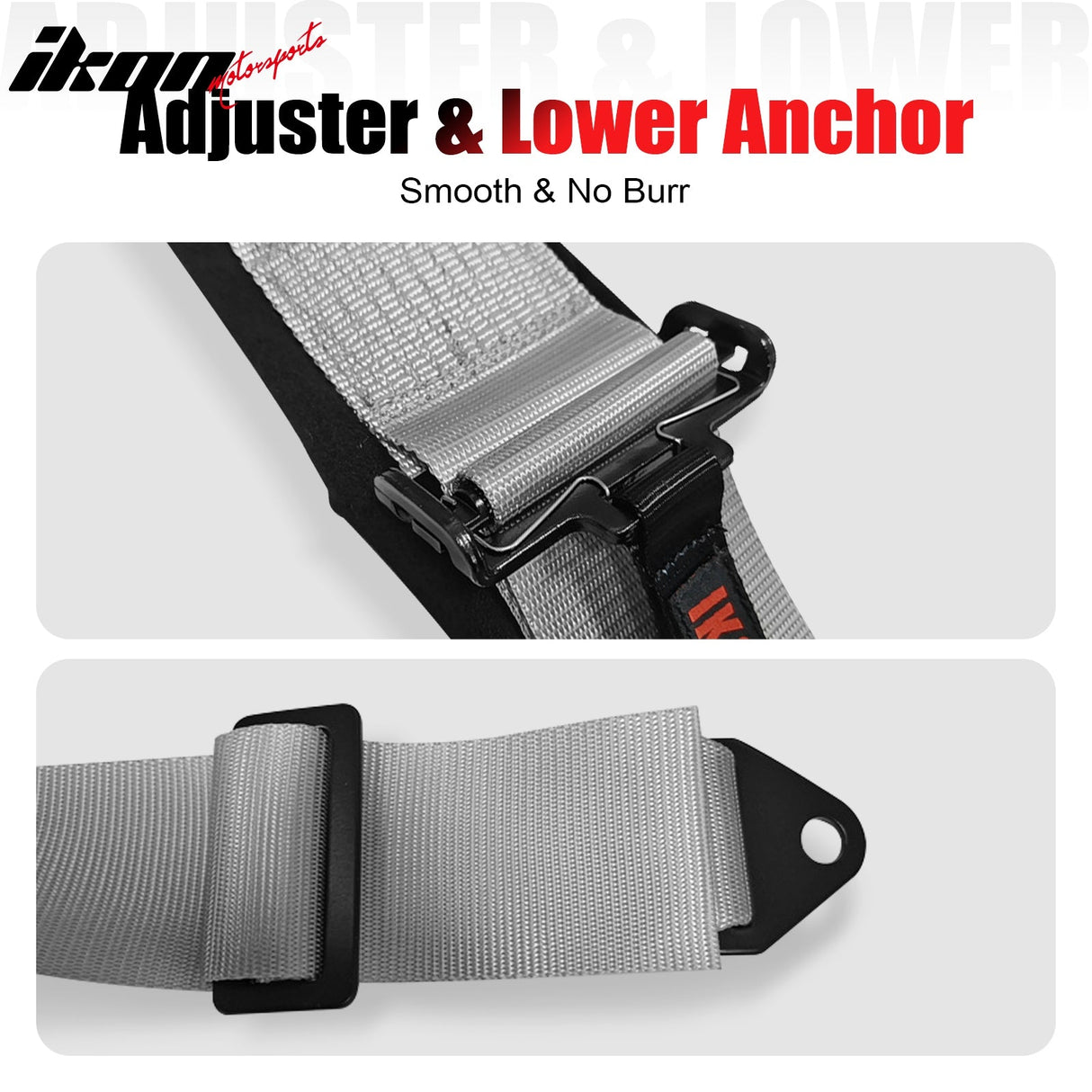 Universal Racing Seat Belt Harness 3" 4 Point Strap Buckle Nylon Grey