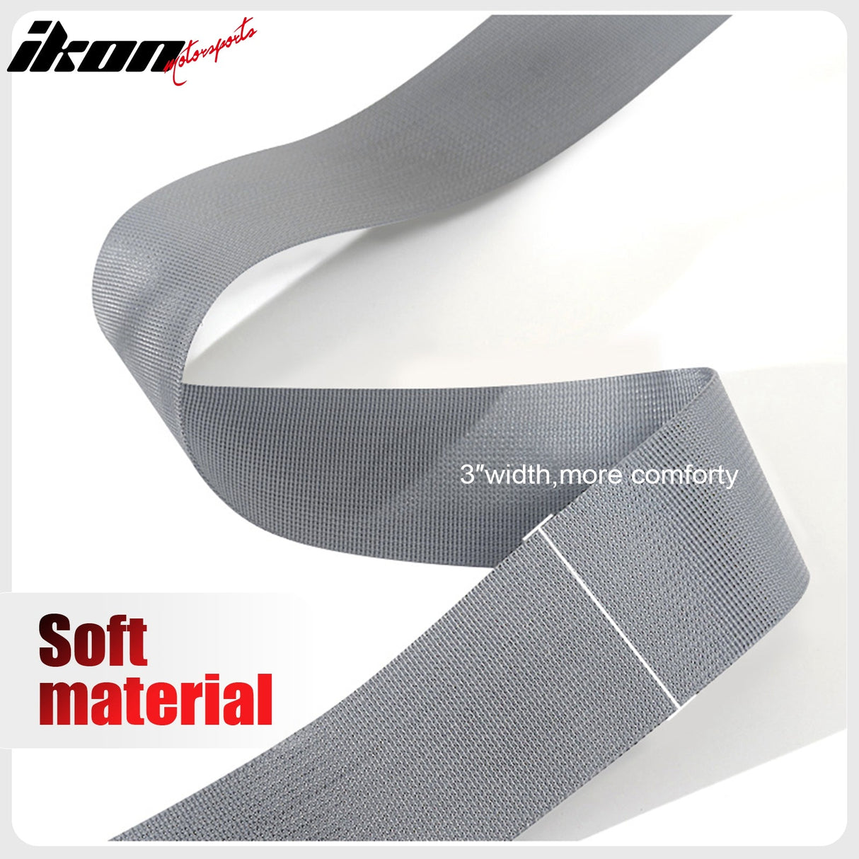 Universal Racing Seat Belt Harness 3" 4 Point Strap Buckle Nylon Grey