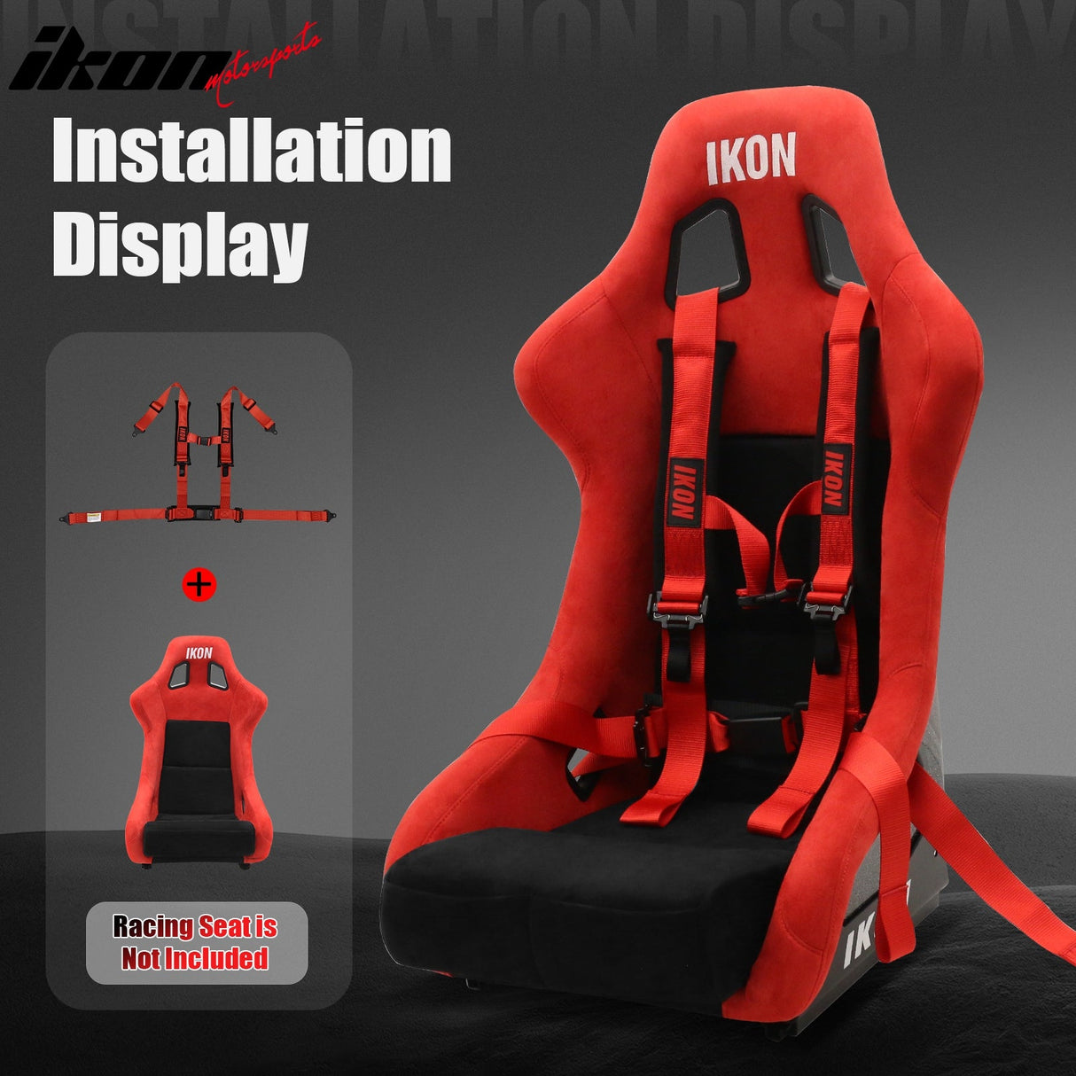 Universal 2" Wide 4 Point Buckle Racing Seat Belt Harness Nylon Red