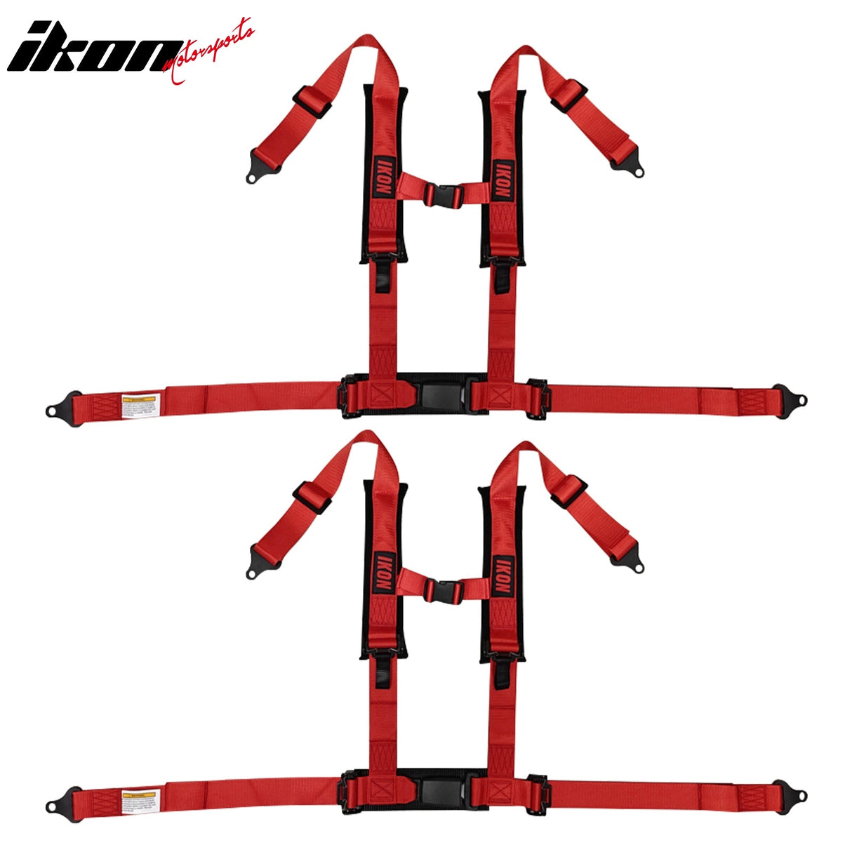 Universal 4 Point Racing Seat Belt Harness 2" Strap Buckle Red