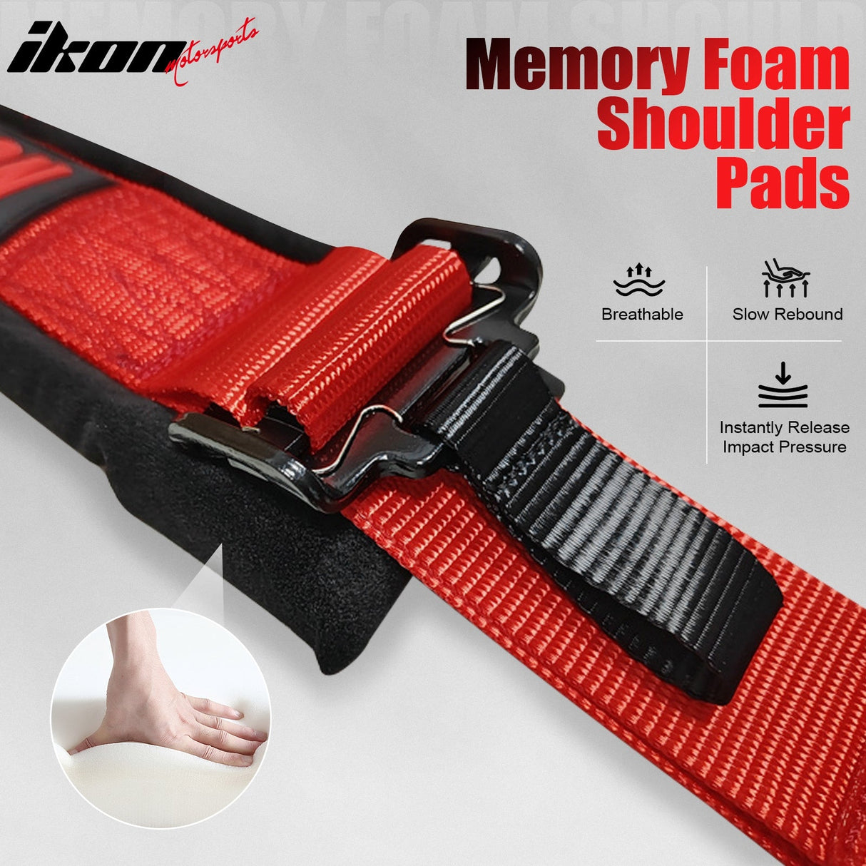 Universal 4 Point Racing Seat Belt Harness 2" Strap Buckle Red