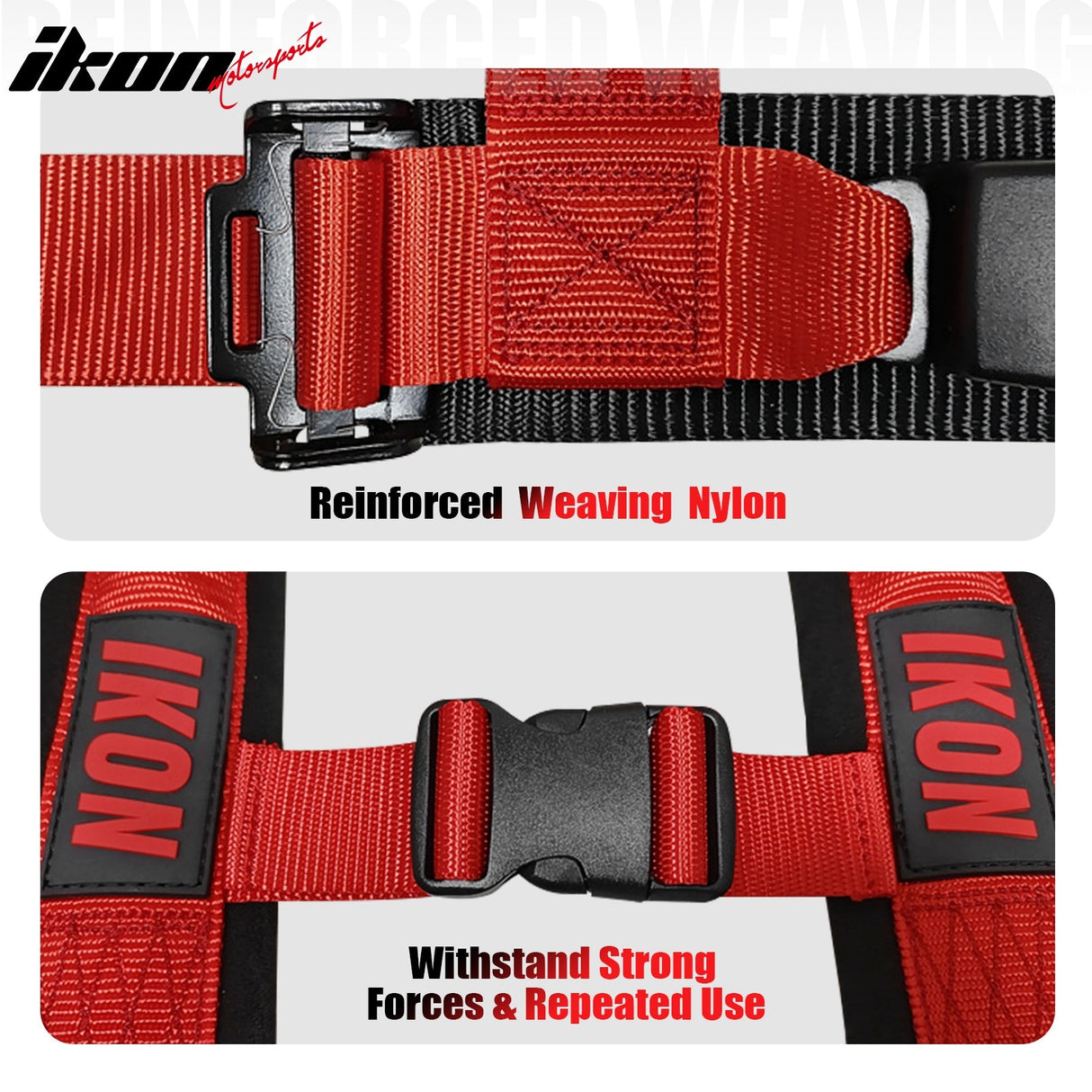 Universal 2" Wide 4 Point Buckle Racing Seat Belt Harness Nylon Red