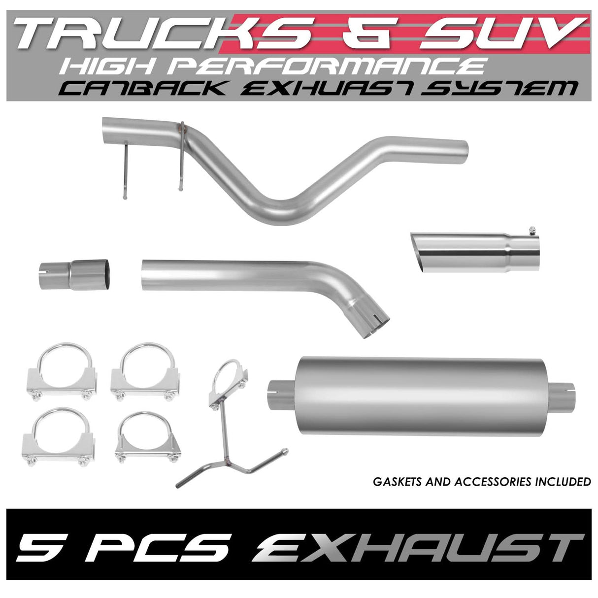 98-01 Dodge Ram 1500 2500 3500 Catback Exhaust Single Tip Stainless Steel