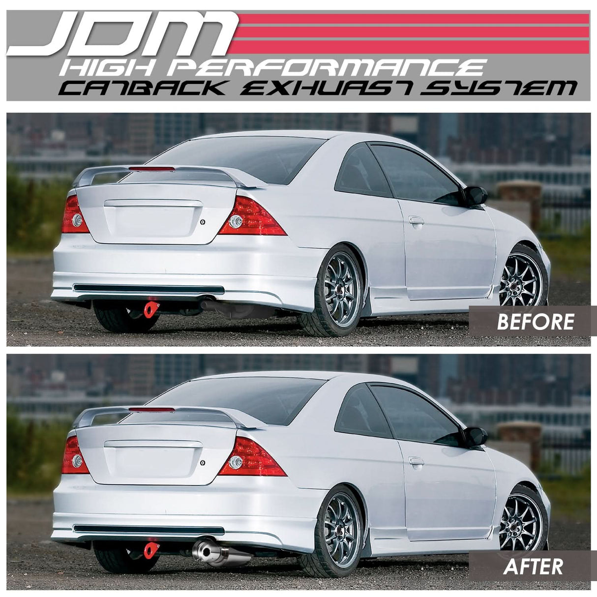 01-05 Honda Civic EX Catback Exhaust Single Tip Stainless Steel