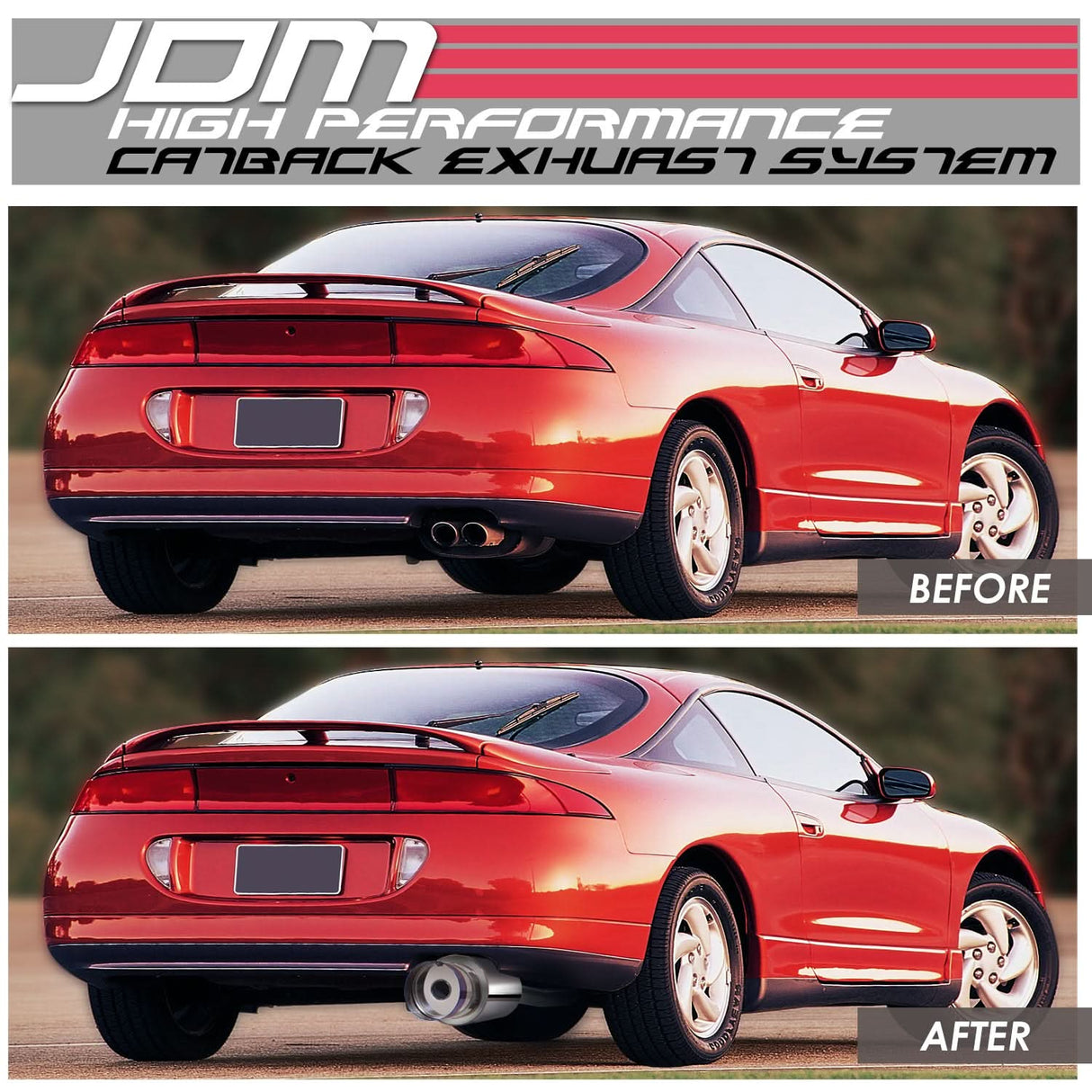 1995-1999 Mitsubishi Eclipse Non Turbo Catback Exhaust Stainless Steel