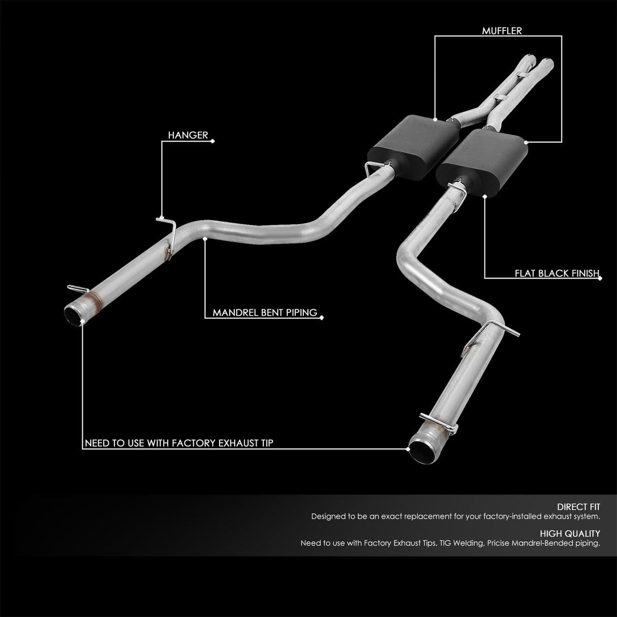 2009-2014 Dodge Challenger 5.7L Catback Exhaust System Aluminized Steel