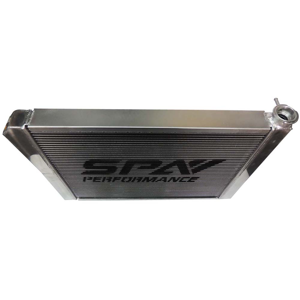 Lightweight Late Model Radiator - Double Pass - 26.8" x 19.6" + Remote Fill Tank - Blue Cap