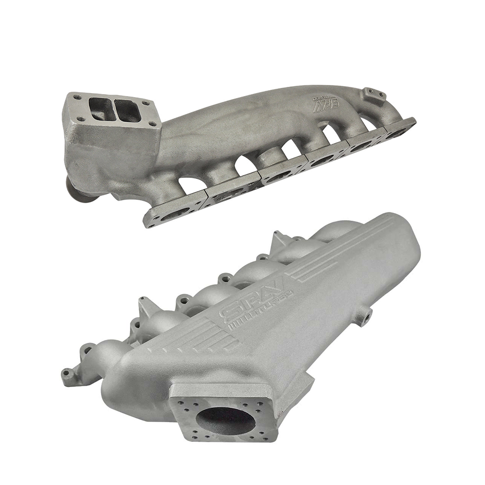 TWIN SCROLL TOP MOUNT CAST TURBO MANIFOLD V-BAND WASTEGATE + CAST ALUMINUM INTAKE MANIFOLD OEM THROTTLE for BMW E36 325 328 M3 (M50/M52/M54)