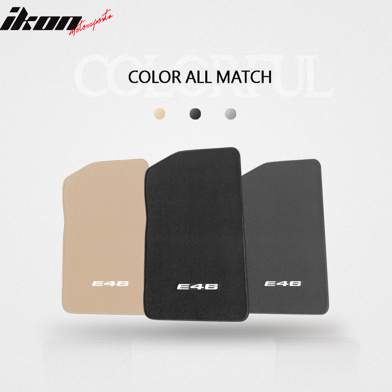Car Floor Mat for 1999-2005 BMW E46 3 Series 2001-06 M3 Logo 4PC