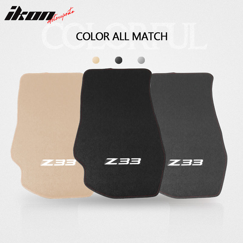 Car Floor Mat for 2003-2009 Nissan 350Z Black Z33 Logo 2PC Nylon