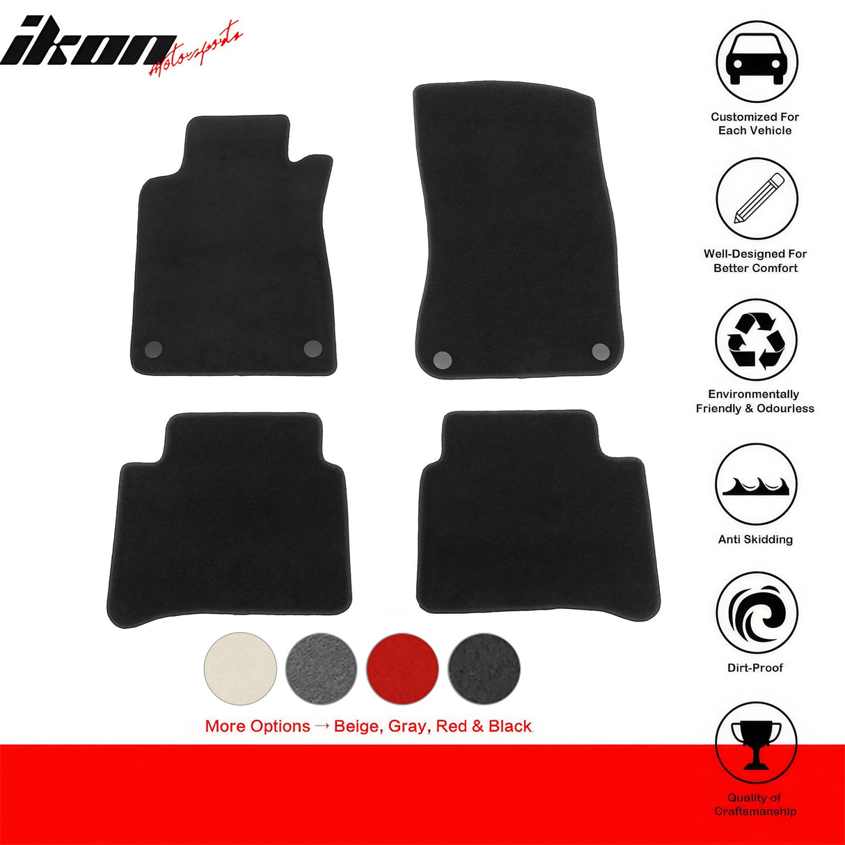 Car Floor Mat for 2003-09 Mercedes-Benz W211 E-Class Black Carpet 4PC