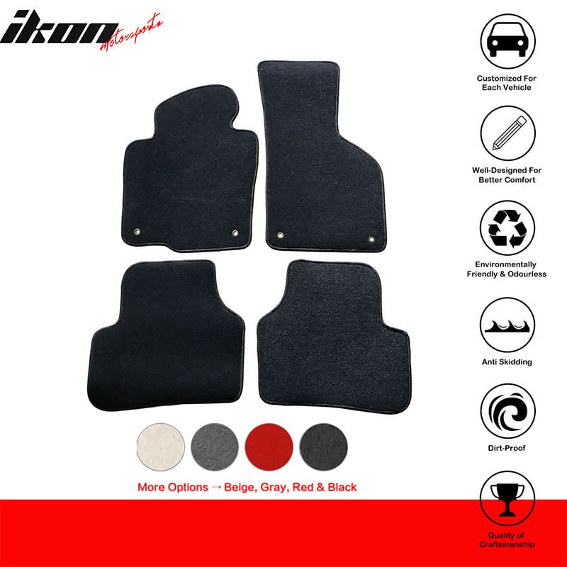 Car Floor Mat for 2009-2017 Volkswagen CC Black Front Rear Nylon 4PCS