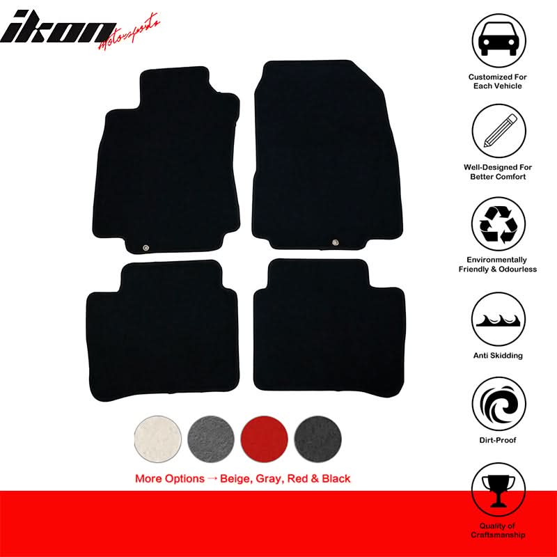Car Floor Mat for 2007-2012 Nissan Versa Black Front Rear Nylon 4 PCS