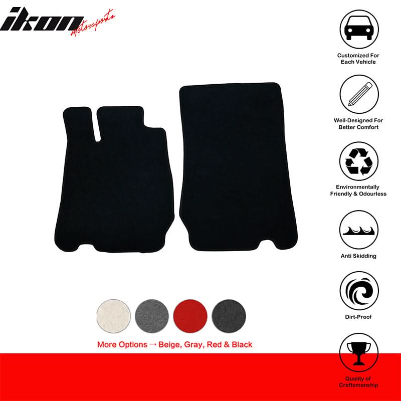 Car Floor Mat for 2003-2012 Mercedes SL Black Anti Slip Nylon 2PCS