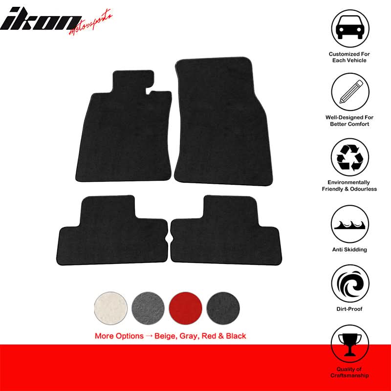 Car Floor Mat for 2002-2006 Mini Cooper Black Front Rear Nylon 4PC