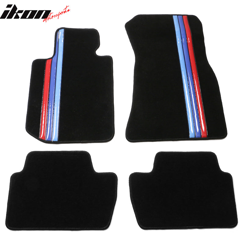 Car Floor Mat for 2022-24 BMW 2 Series OE Black 3 Color Stripes Nylon