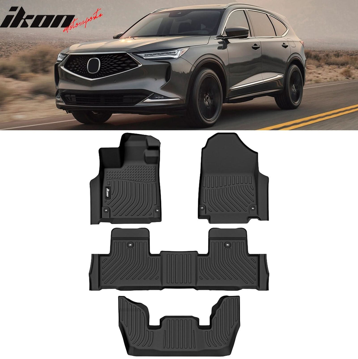 Car Floor Mat for 2022-2025 Acura MDX All Weather 3D 3 Rows Liner TPE