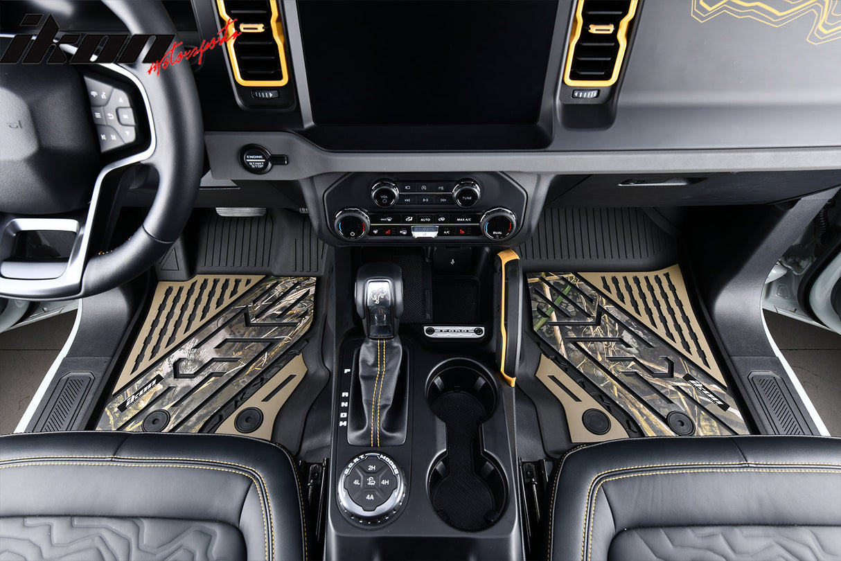 2021-2025 Ford Bronco 4DR Floor Mats TPE Carpets Black w/ Camouflage
