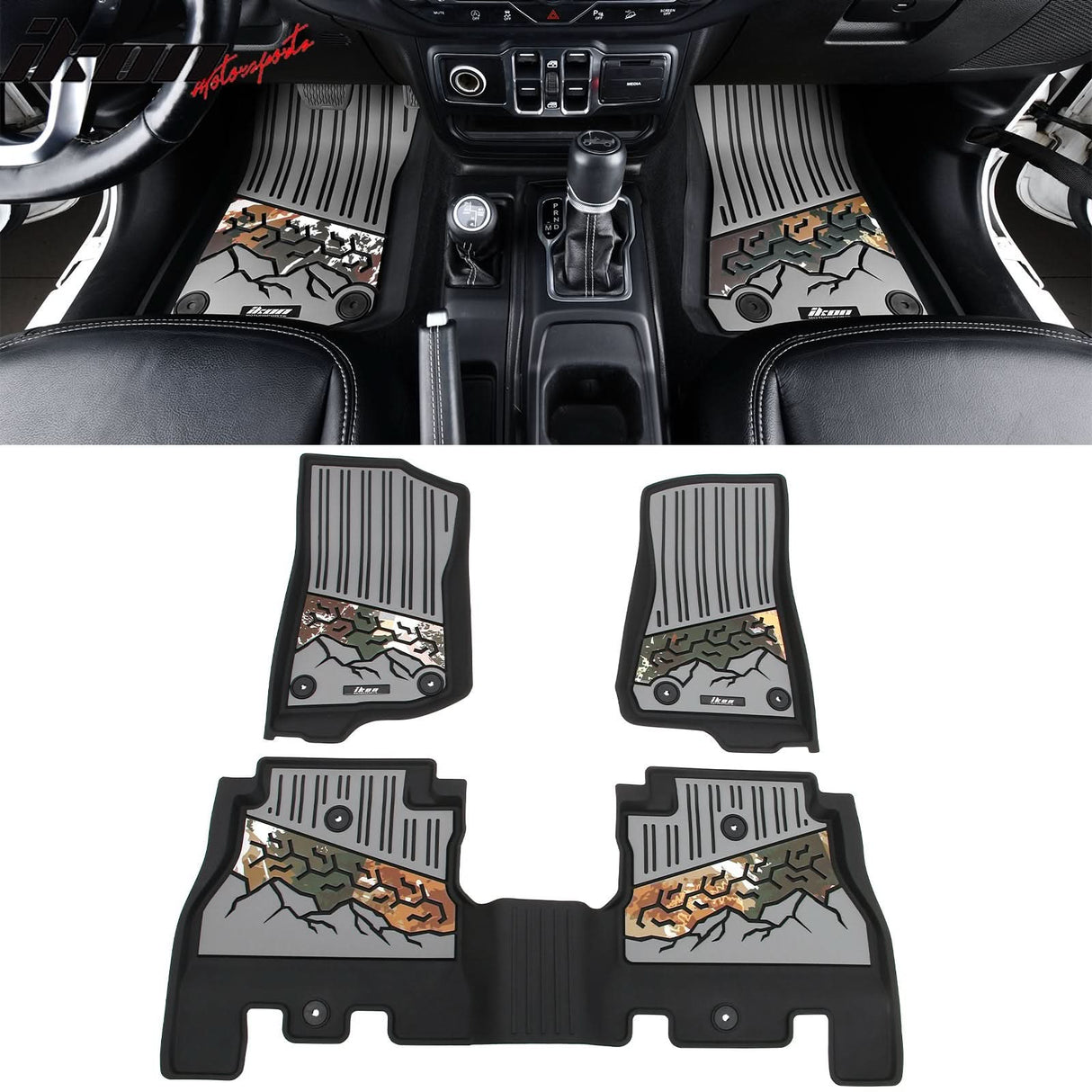 2018-2025 Jeep Wrangler JL Unlimited 4Dr Floor Mats Black Gray TPE