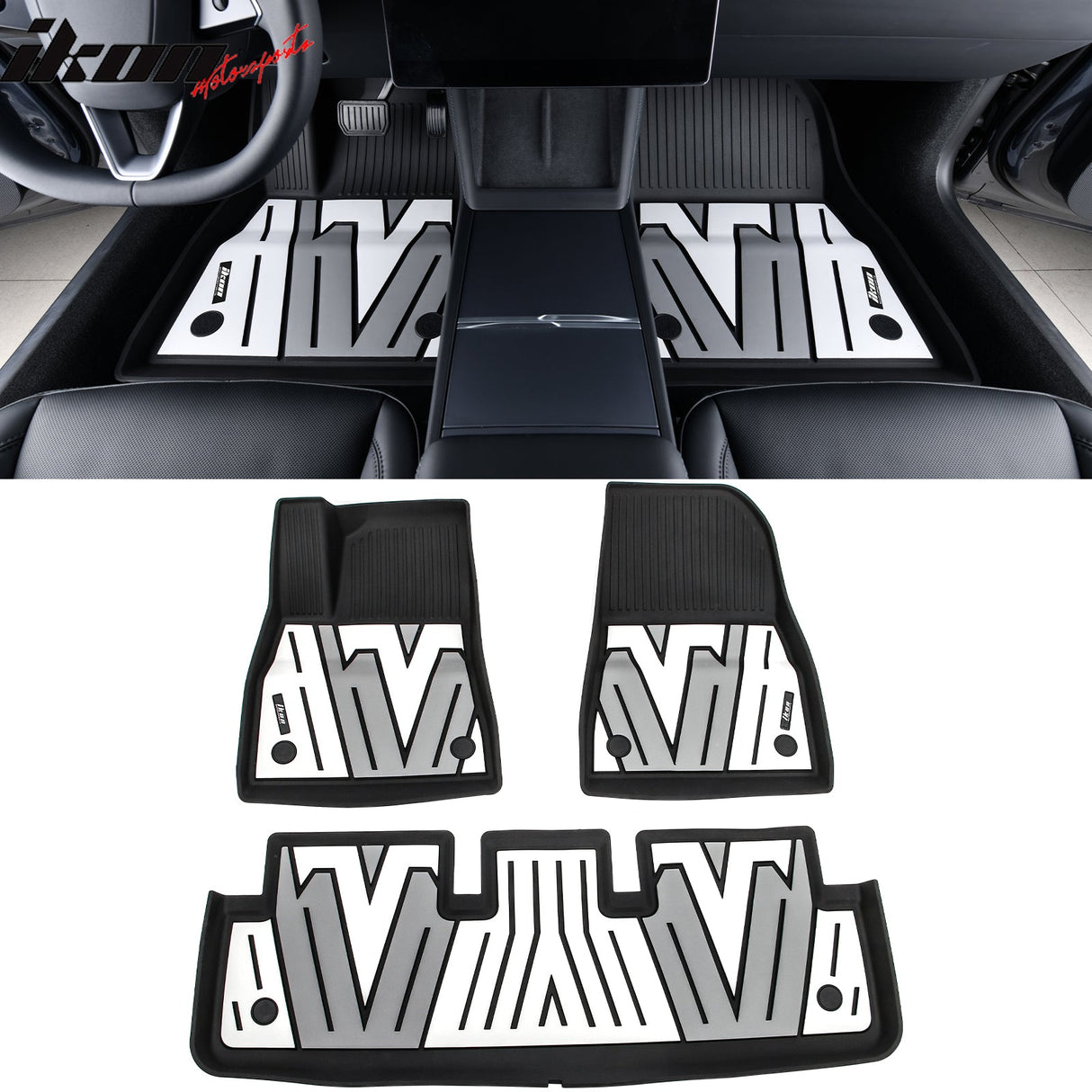 2024-2025 Tesla Model 3 3D Floor Mats Black Gray White TPE Injection