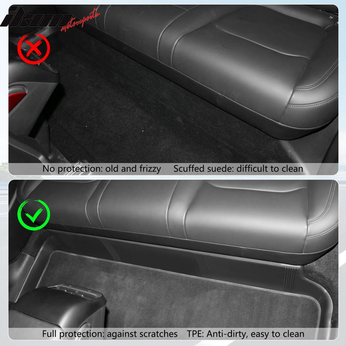 Car Floor Mat for 2020-2024 Tesla Model Y Black Rear Anti-kick TPE