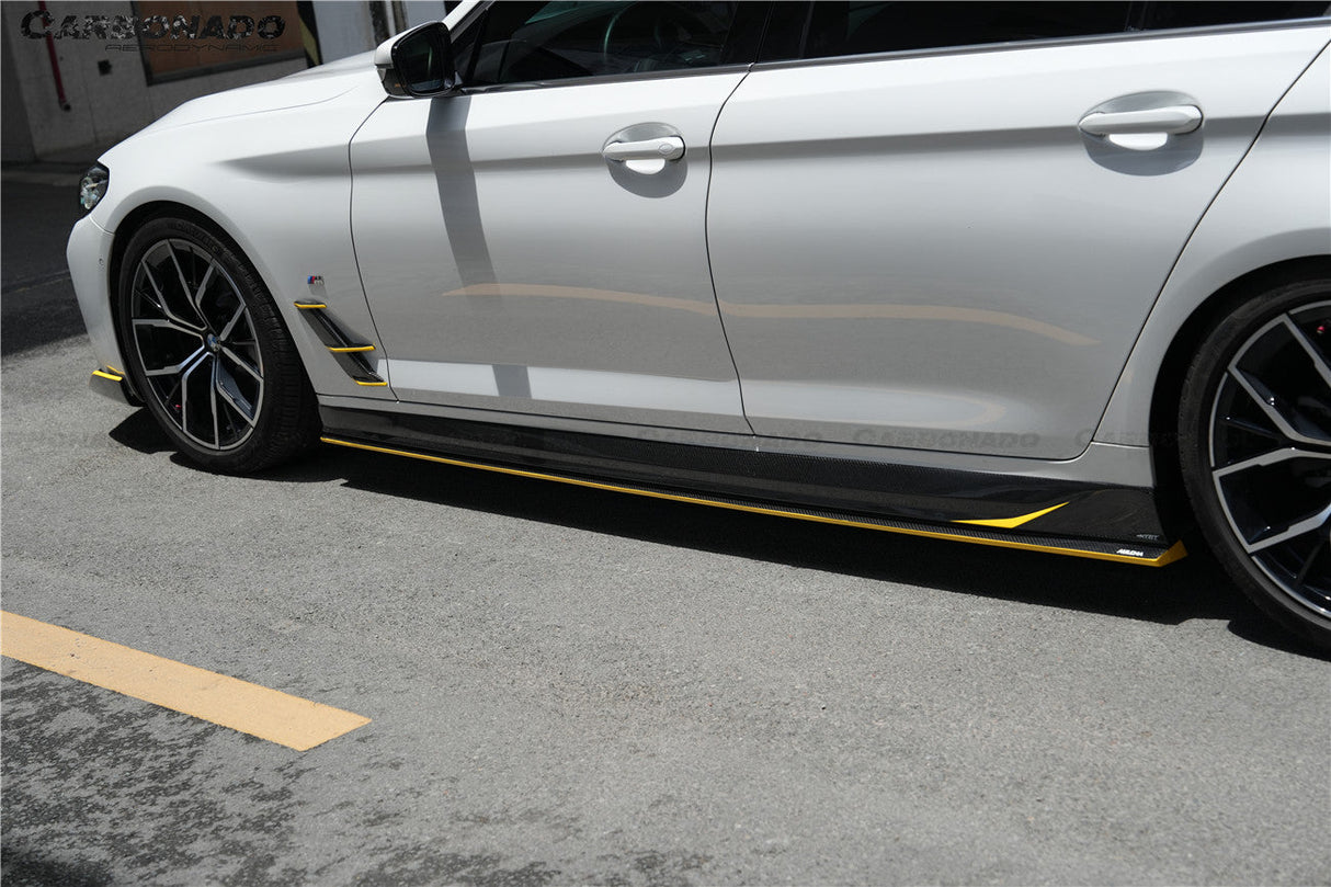 2016-2023 BMW 5 Series G38 M-tech AD Style Dry Carbon Fiber Side Skirts