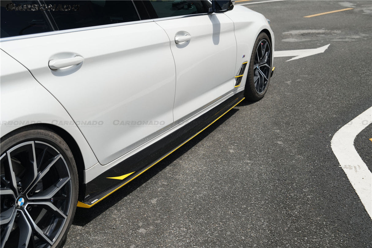 2016-2023 BMW 5 Series G38 M-tech AD Style Dry Carbon Fiber Side Skirts