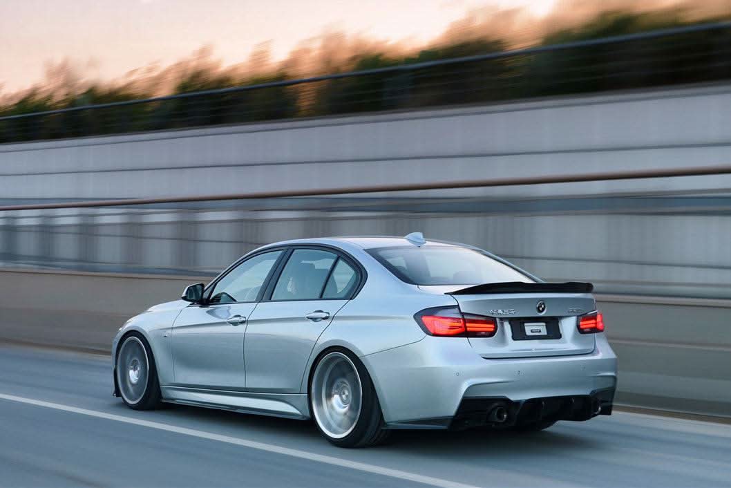 2011-2019 BMW 3 Series F30 F35 M-Tech GV Carbon Fiber Rear Lip with Diffuser Caps