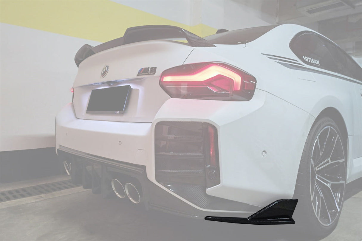2021-UP BMW M2 G87 OD Style Dry Carbon FIber Rear Bumper Splitter Winglets