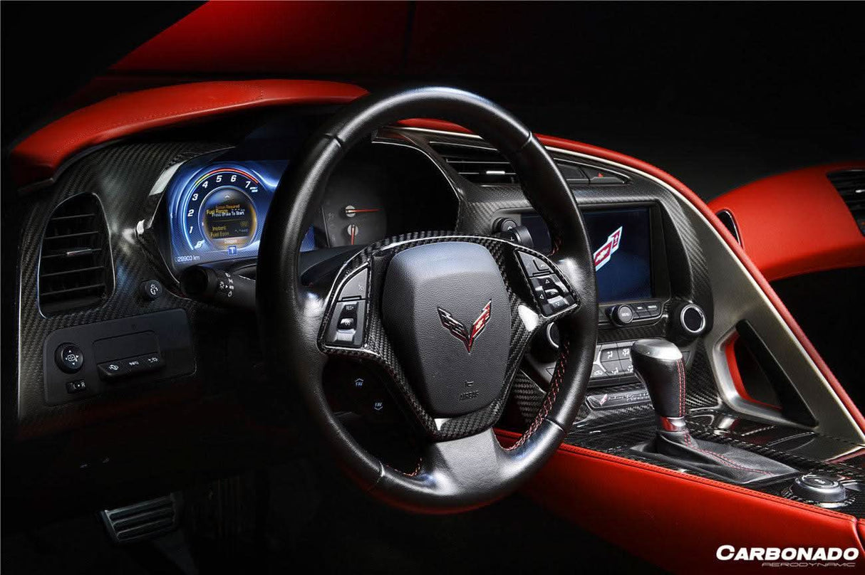 2013-2019 Corvette C7 Z06 Grandsport Dry Carbon Fiber interior Steering Wheel Cover Trim