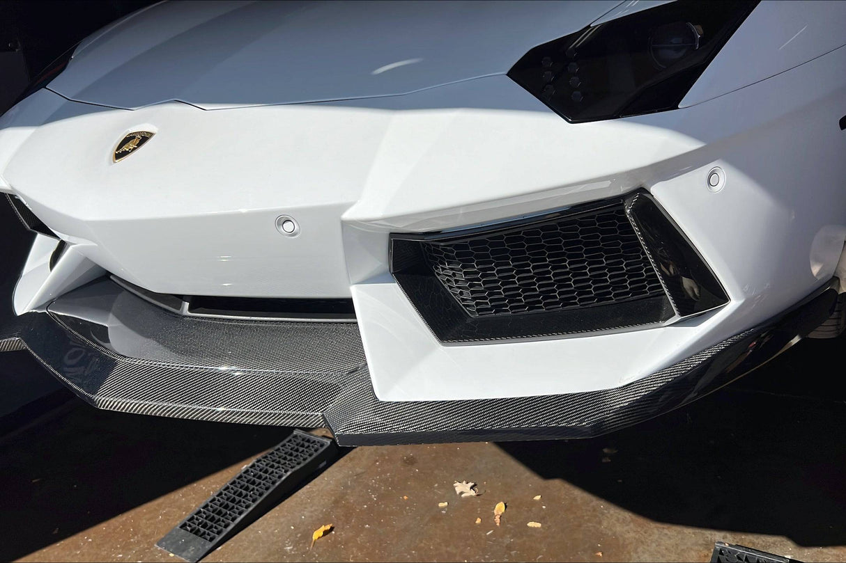 2011-2016 Lamborghini Aventador Style Carbon Fiber Front Lip Carbonado (DM) Fits: LP700 Coupe and Roadster